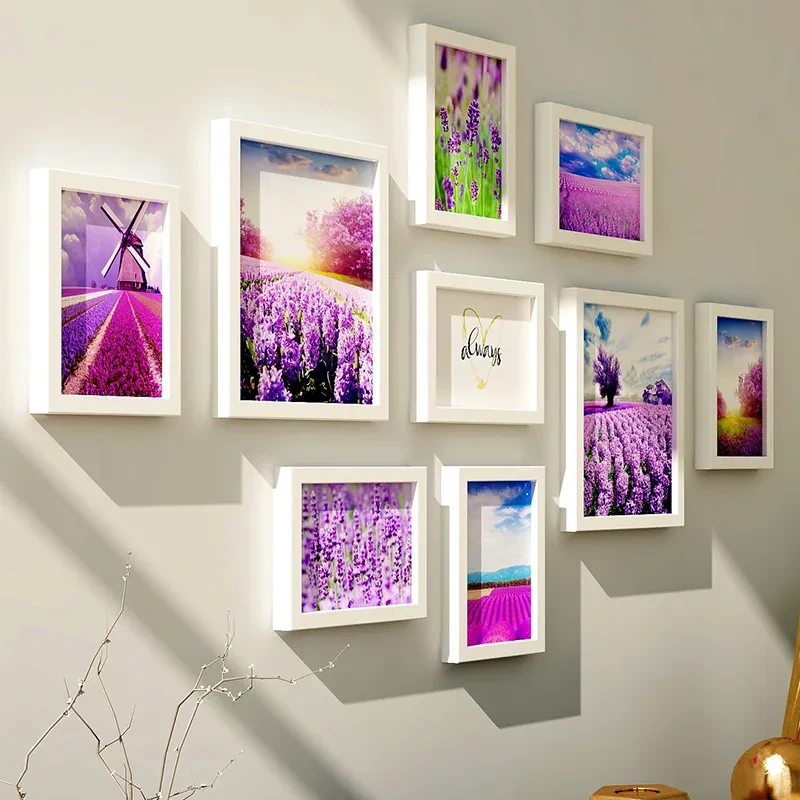 Marco de fotos decorativo para sala de estar simple sin perforaciones