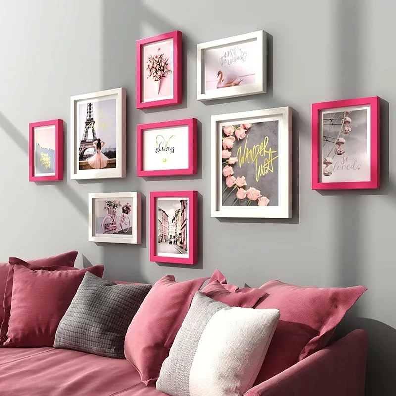 Marco de fotos decorativo para sala de estar simple sin perforaciones