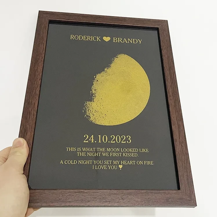 Marco de fotos de luna bañado en oro, decoración, regalo de aniversario