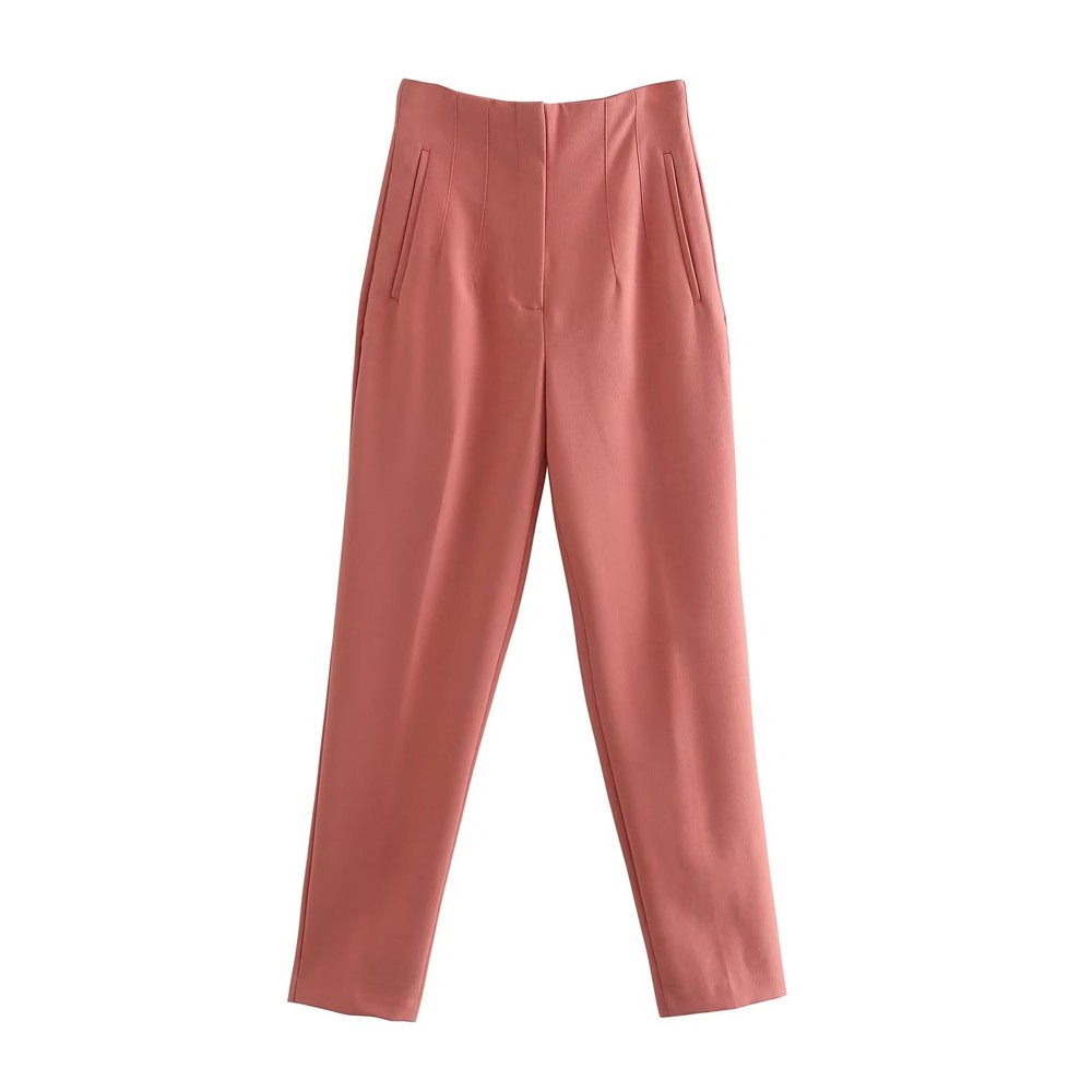 Pantalones de oficina elegantes de cintura alta para mujer