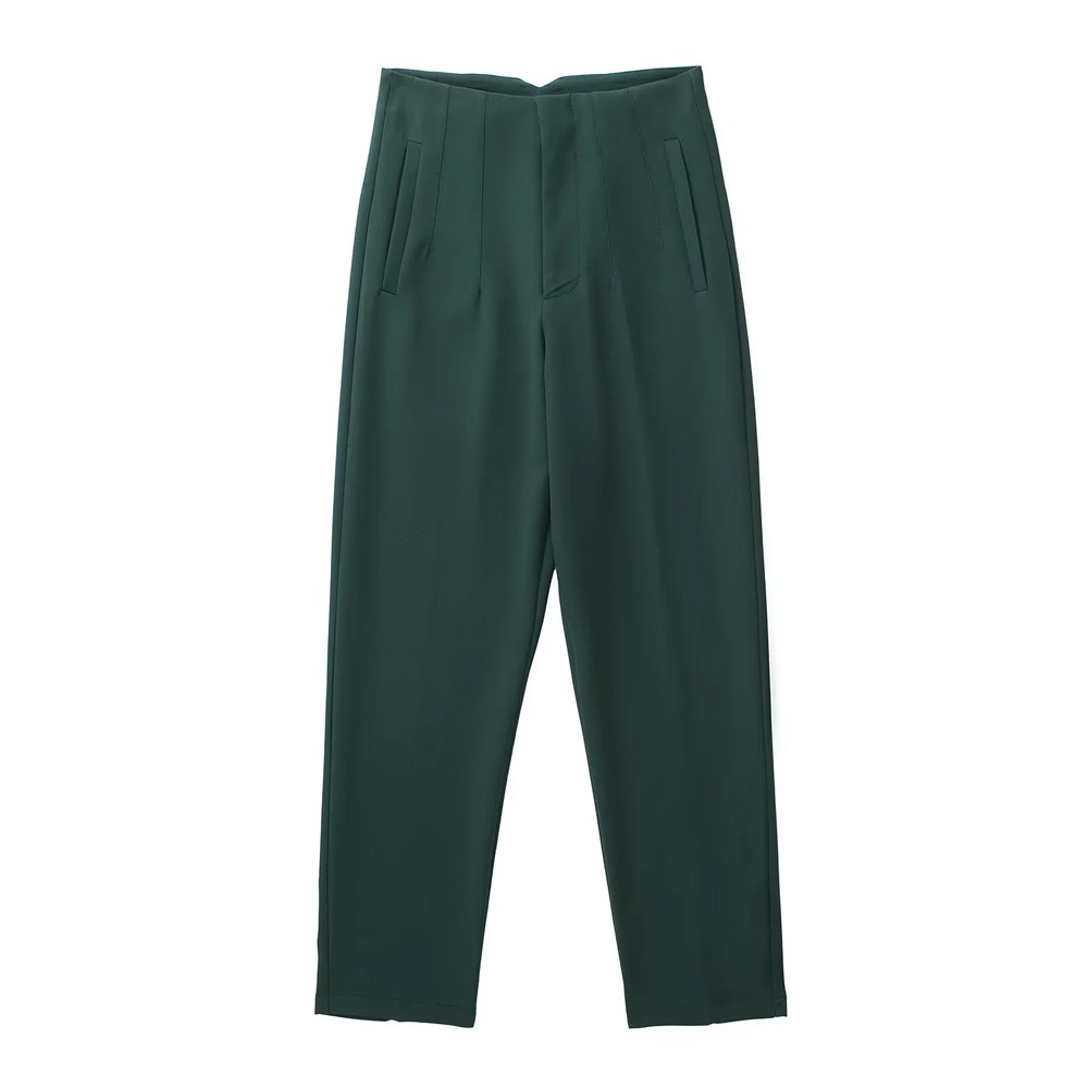 Pantalones de oficina elegantes de cintura alta para mujer