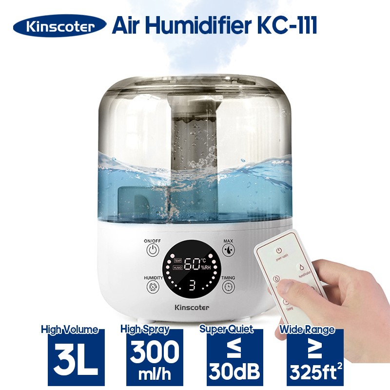Humidificador de aire KINSCOTER de 3 l, difusor de aroma de gran capacidad con control remoto y temporizador.
