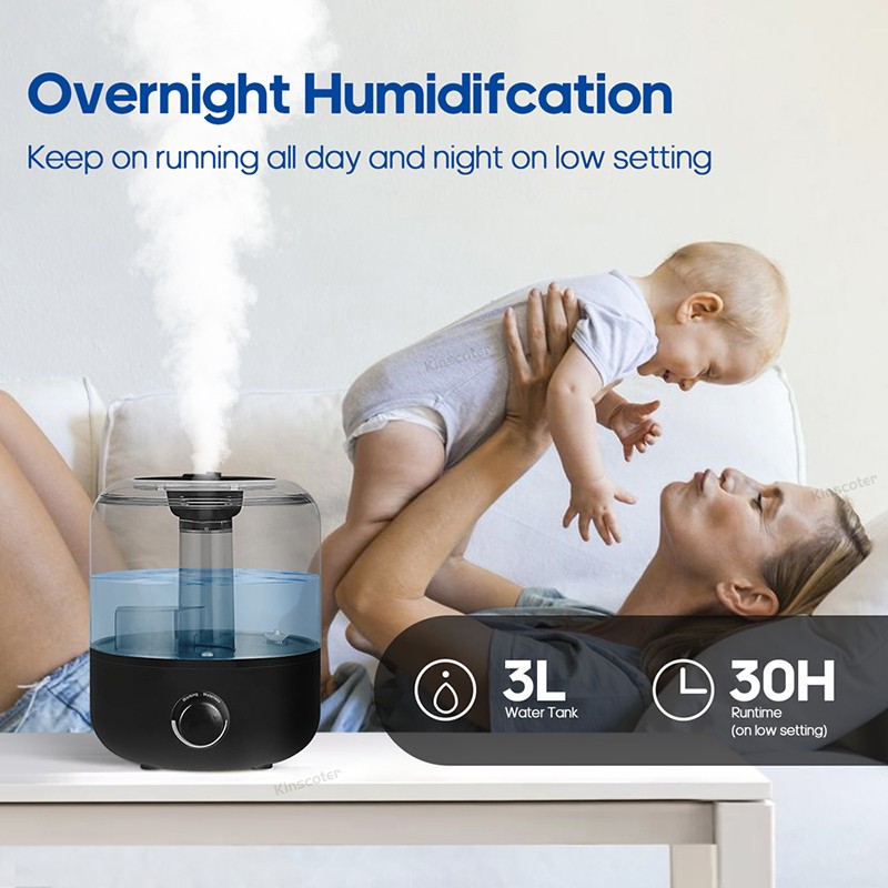 Humidificador de aire KINSCOTER de 3 l, difusor de aroma de gran capacidad con control remoto y temporizador.