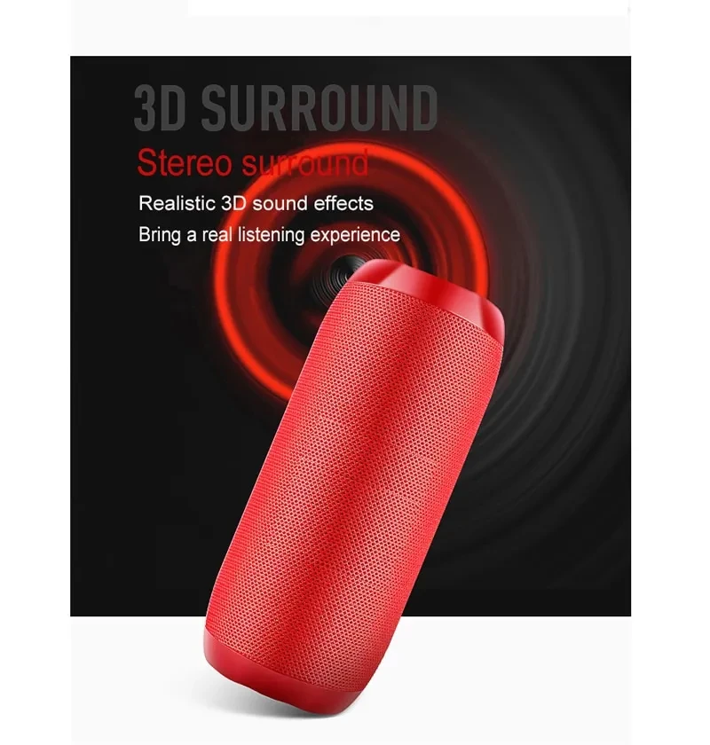 Barra de sonido portátil con subwoofer de columna impermeable de 10 W