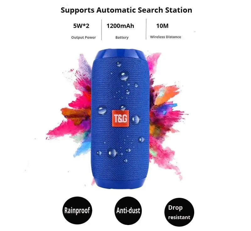 Barra de sonido portátil con subwoofer de columna impermeable de 10 W