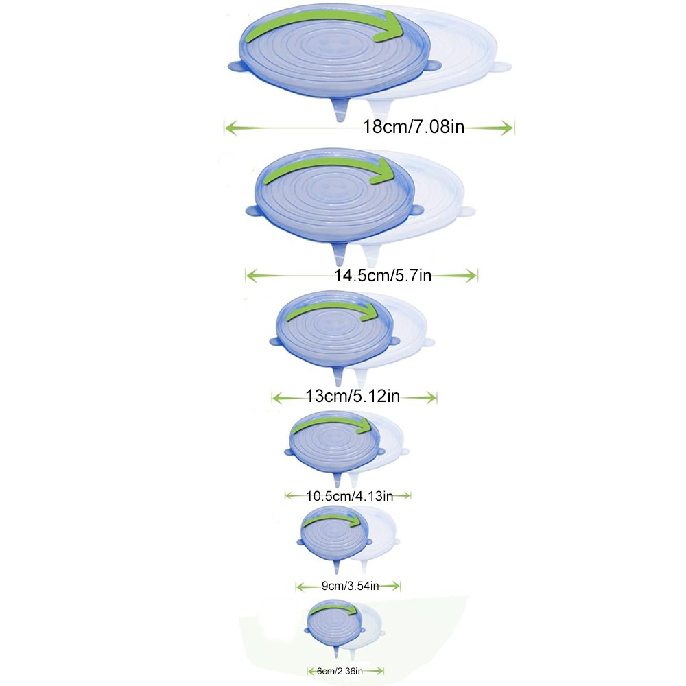 6 fundas de silicona para conservación de alimentos