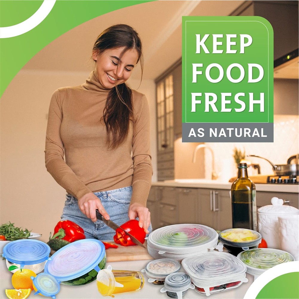 6 fundas de silicona para conservación de alimentos