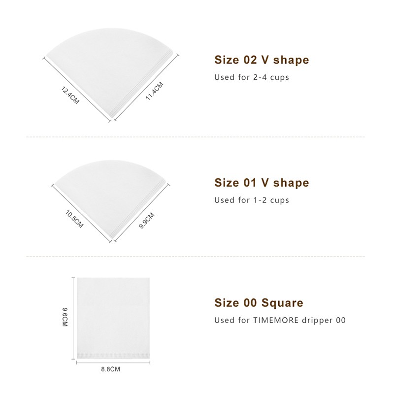 TIMEMORE Papel de filtro de café 50 piezas Filtro de goteo manual en forma de V para verter