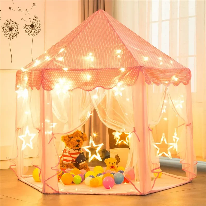 Tienda de campaña hexagonal con forma de castillo de princesa para niños