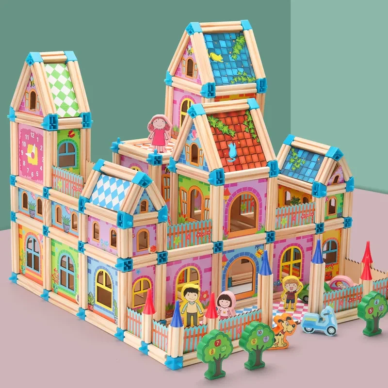 Juguete rompecabezas interactivo para padres e hijos con forma de castillo