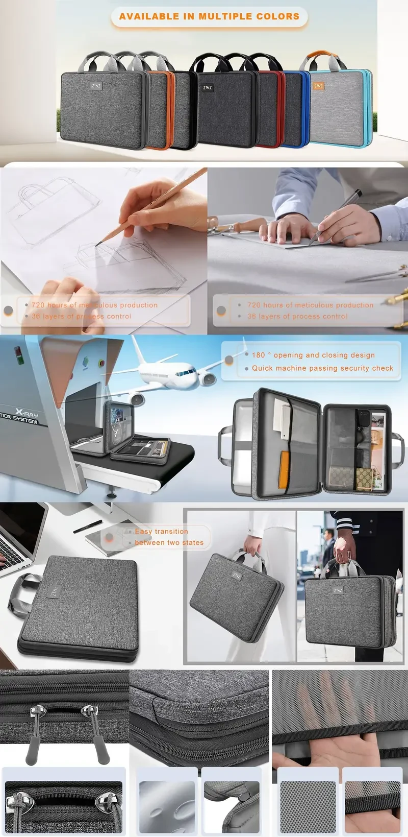 Maletín para portátil de 39,62 a 40,64 cm, expandible y compatible con la TSA.