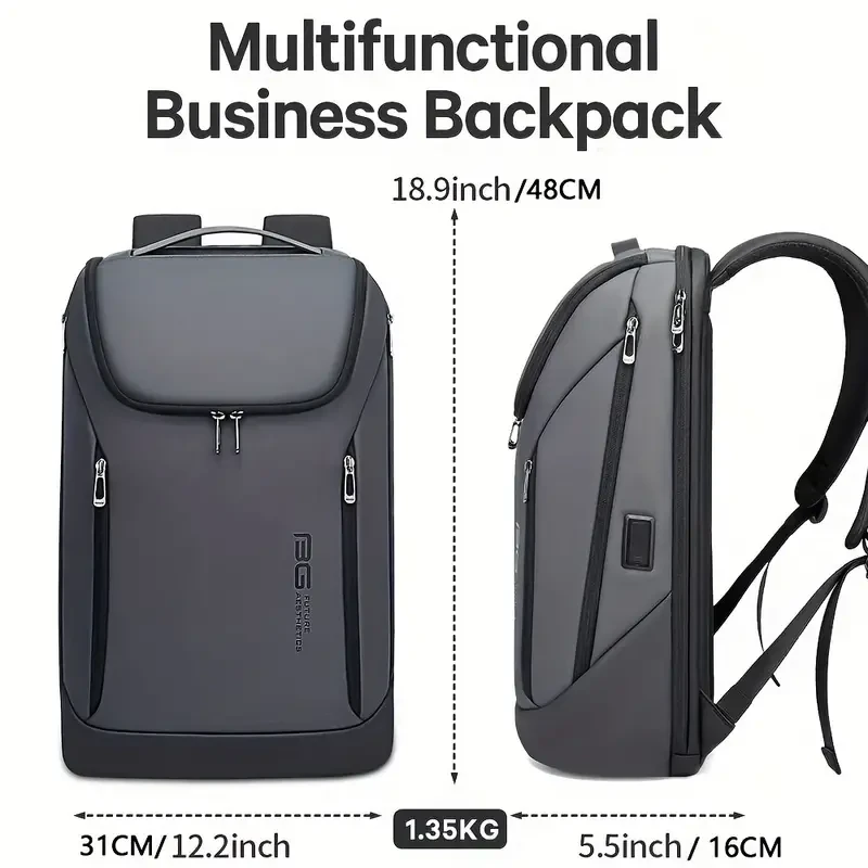 Mochila minimalista de viaje de negocios para hombre: bolso para portátil de 15,6 pulgadas con gran capacidad