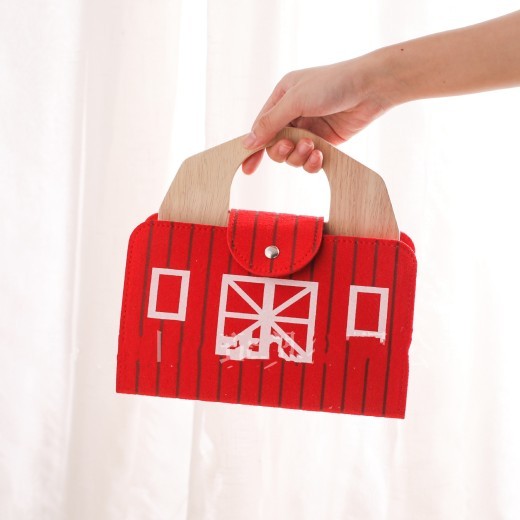 Bloques de construcción de madera con diseño de granero, juguetes de iluminación para educación temprana cognitiva