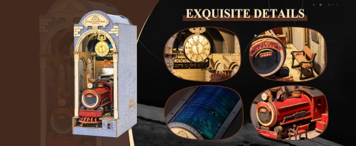 Kit de rincón de libros ROBOTIME Rolife DIY, sujetalibros, estantería, estantería, casa de muñecas en miniatura, luz, rompecabezas 3D TGB01-09