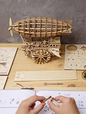 Robotime Rokr - Rompecabezas de madera 3D para niños, modelo de vehículo aéreo, corte láser, LK702