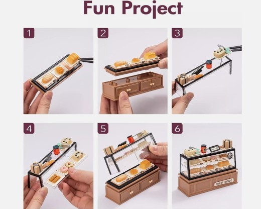 Kits de casa de muñecas en miniatura ROBOTIME para hacer tú mismo: Super Bakery Craft Kit para regalos de Navidad DW005B
