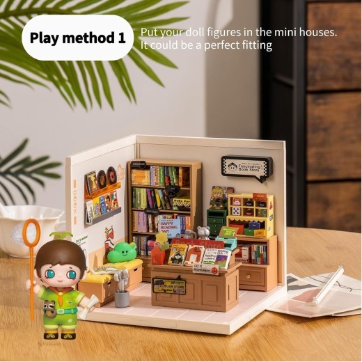 Kits de casa de muñecas en miniatura ROBOTIME DIY Super Store Fascinating Book Store Kit DW004