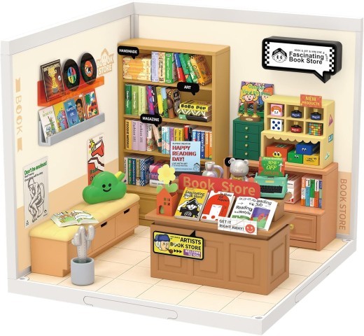 Kits de casa de muñecas en miniatura ROBOTIME DIY Super Store Fascinating Book Store Kit DW004
