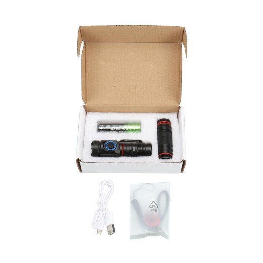 Linterna táctica potente, recargable y sencilla de moda.