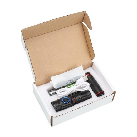 Linterna táctica potente, recargable y sencilla de moda.