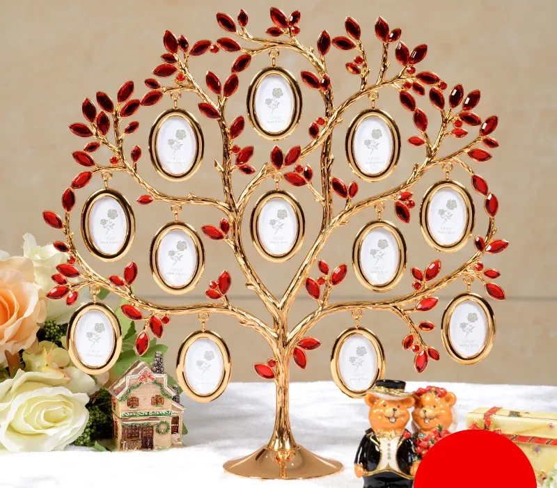 Marco de fotos de árbol genealógico con diamantes de imitación, regalo para el Día de los Caídos