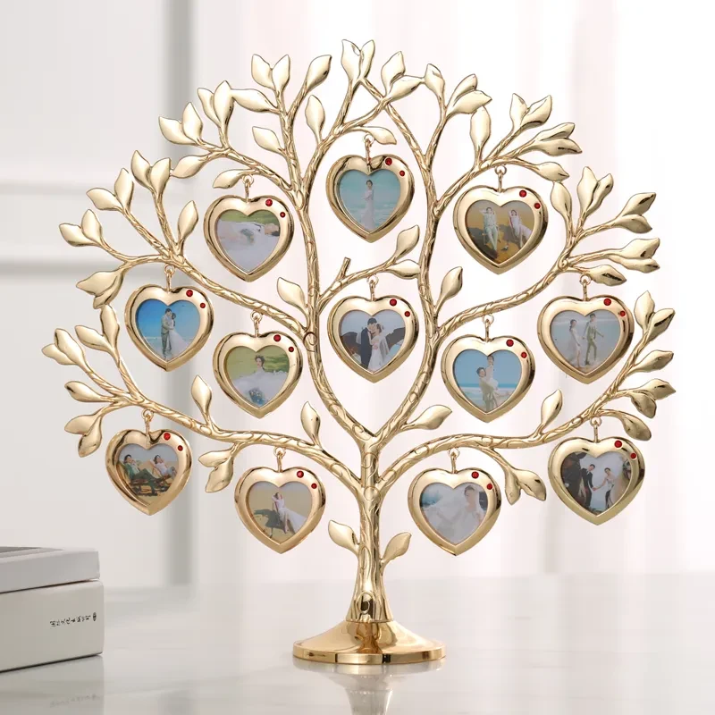 Marco de fotos de árbol genealógico con diamantes de imitación, regalo para el Día de los Caídos