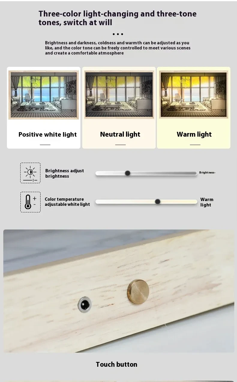 Lámpara de noche pequeña con pintura decorativa y marco de fotos creativo.