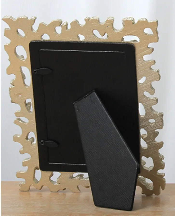 Marco de fotos de resina de concha de coral dorado de 6 y 7 pulgadas