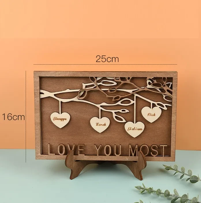 Letrero personalizado de madera para el Día de la Madre, adorno para marco de fotos de árbol genealógico