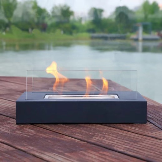 Mini fogón de alcohol para interiores, lámpara de alcohol, accesorios de mesa de vidrio, chimenea personal, fogón rectangular para acampar en interiores y exteriores, chimenea de alcohol