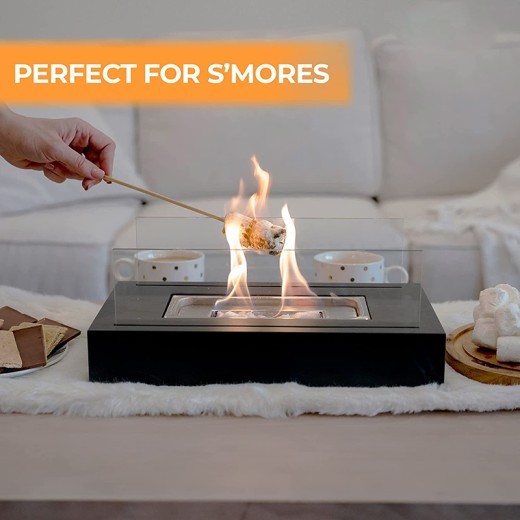 Mini fogón de alcohol para interiores, lámpara de alcohol, accesorios de mesa de vidrio, chimenea personal, fogón rectangular para acampar en interiores y exteriores, chimenea de alcohol