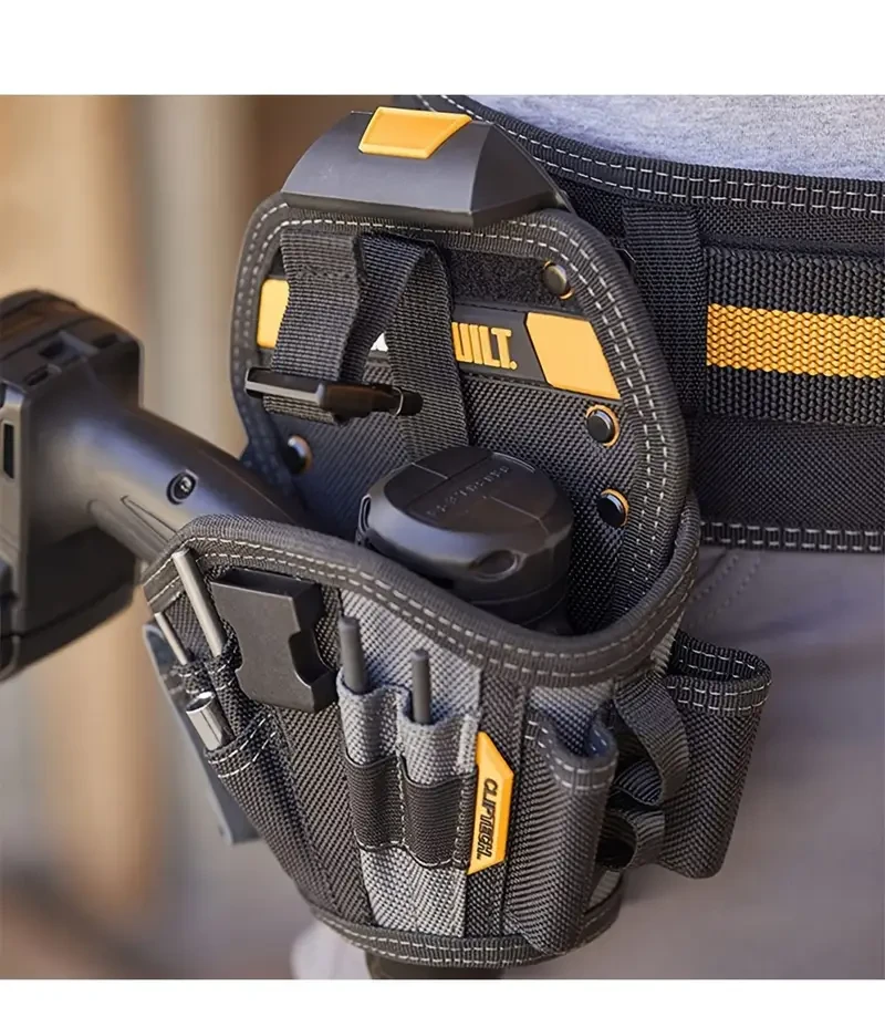 Funda para taladro de poliéster resistente TOUGHBUILT con Cliptech, accesorio para cinturón para herramientas eléctricas no eléctricas, color negro