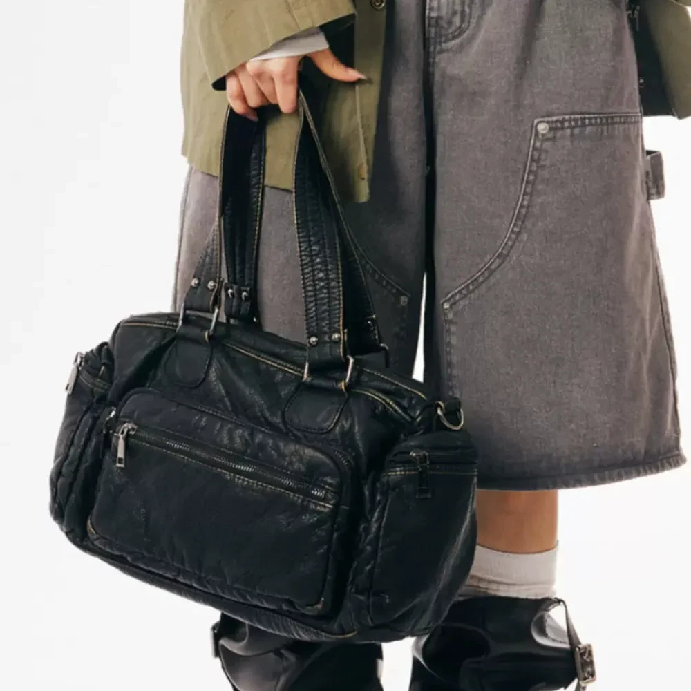 Bolso bandolera retro moderno de cuero suave para mujer
