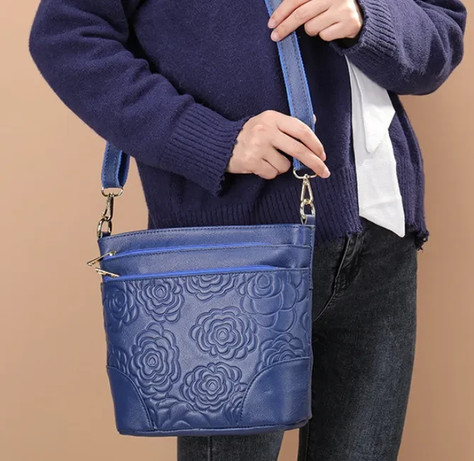 Bolso bandolera informal de piel auténtica para mujer