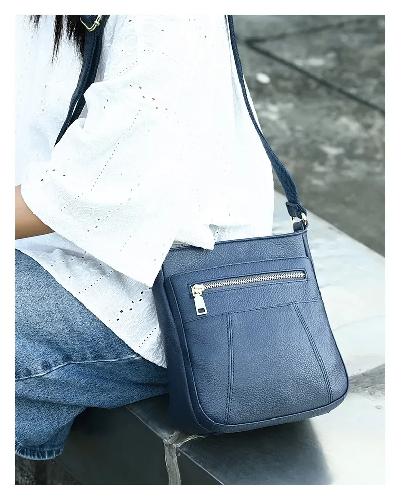 Bolso bandolera de piel de vaca de primera capa estilo nueva mamá