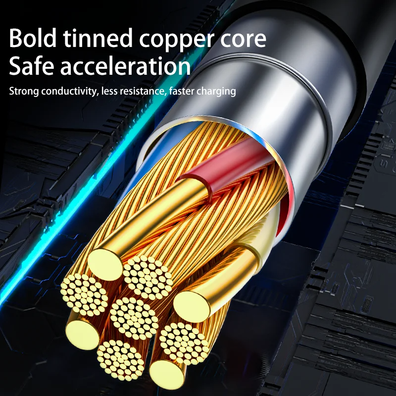 Cable de carga rápida 3 en 1 de 66 W (USB tipo C, micro USB y Lightning) para iPhone, Samsung y Xiaomi