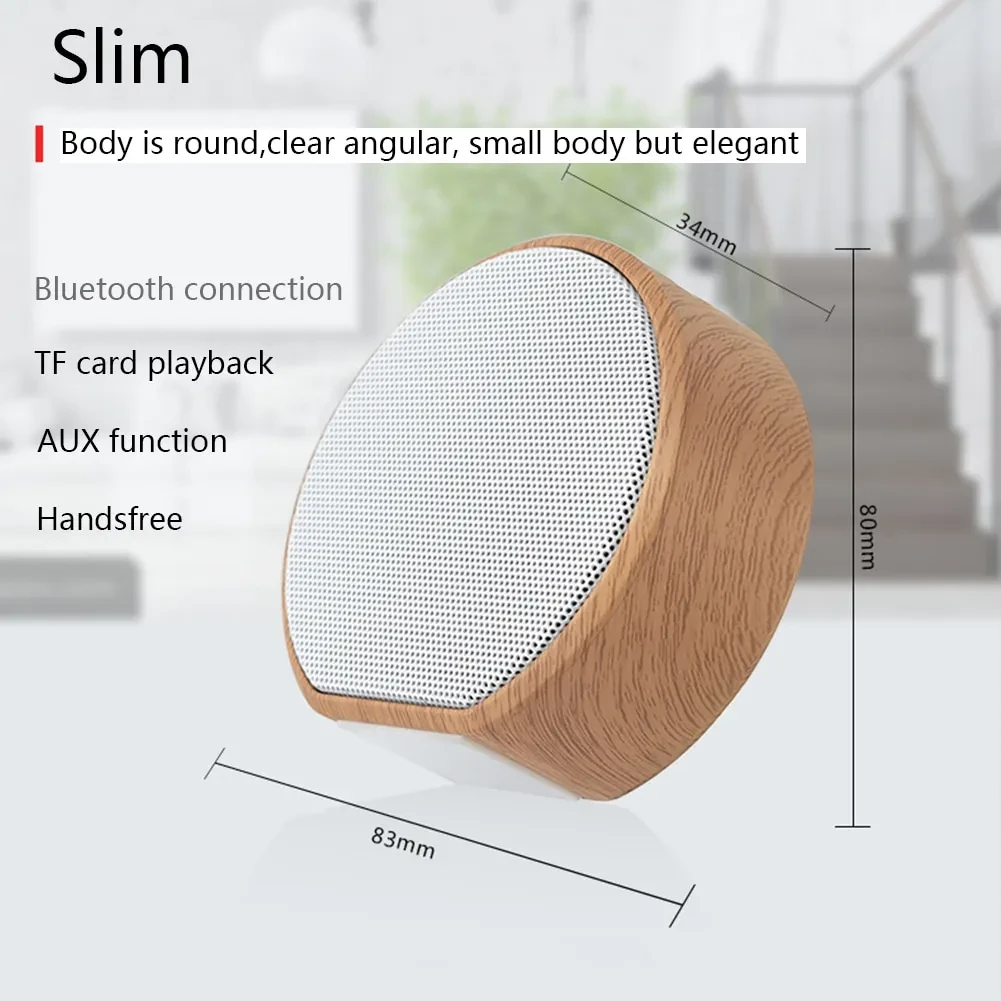 Mini altavoz Bluetooth de madera portátil para exteriores, inalámbrico, compatible con AUX TF