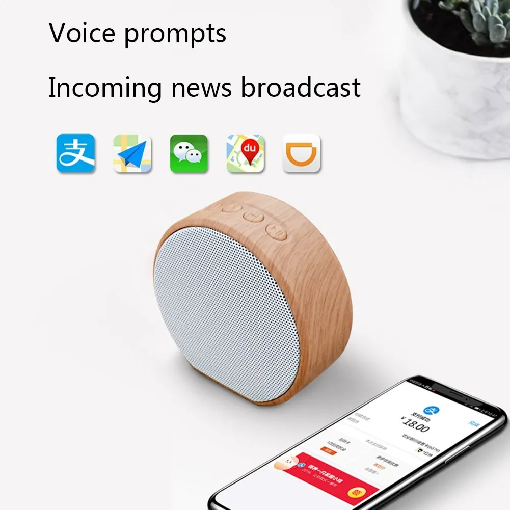 Mini altavoz Bluetooth de madera portátil para exteriores, inalámbrico, compatible con AUX TF