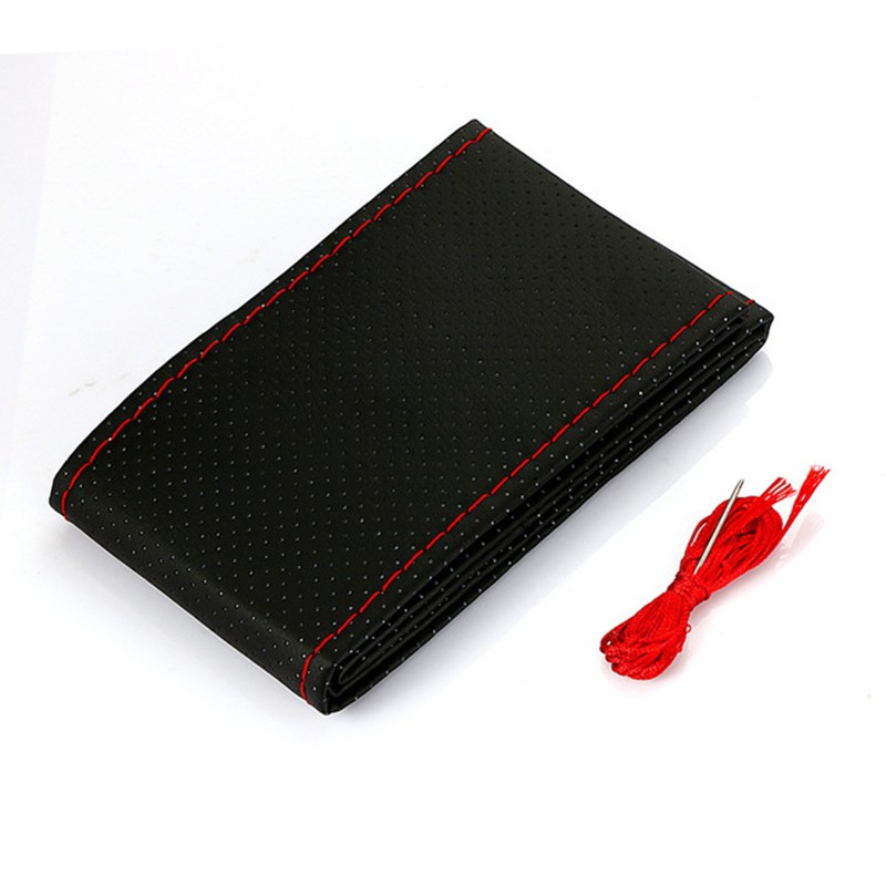 Kit de funda de volante de cuero artificial DIY con textura suave, agujas e hilo trenzado