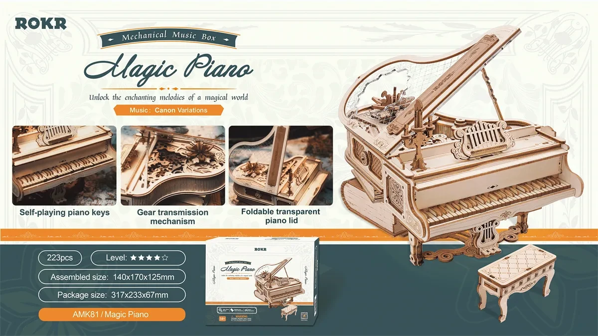 Rompecabezas de madera 3D Robotime - Piano mágico