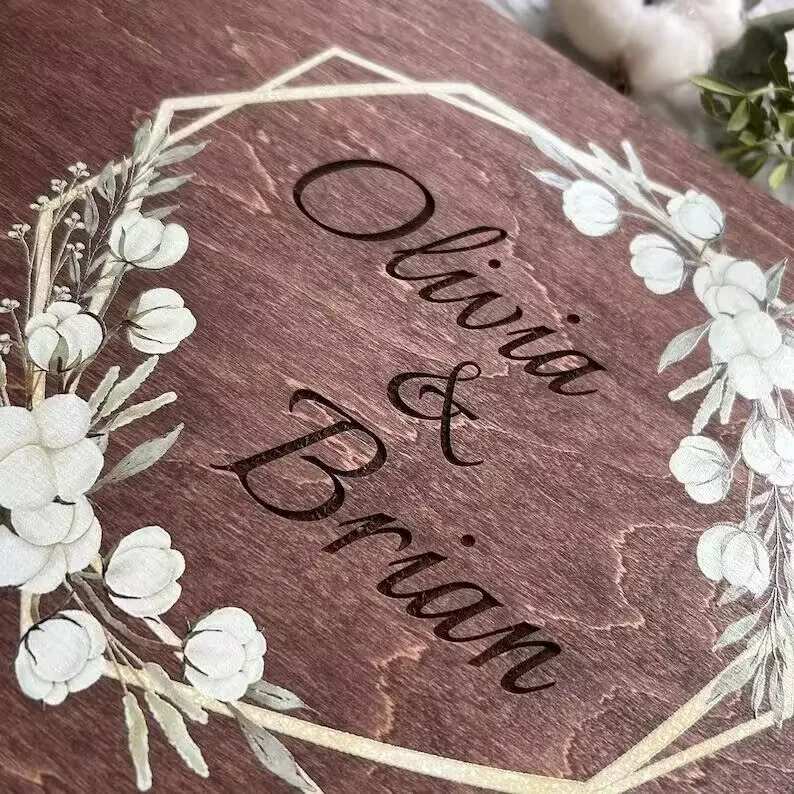 Libro de mensajes de boda de madera creativo, álbum de fotos, cuaderno