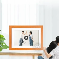 Álbum electrónico digital con marco de fotos de madera en forma de nube de 10 pulgadas