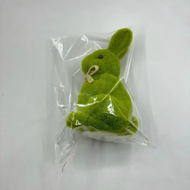 1 pieza, decoración clásica de jardinería, conejo flocado de 22 cm