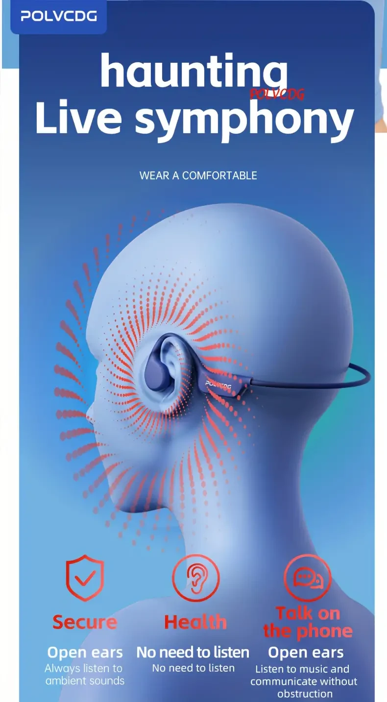 Auriculares inalámbricos de conducción ósea POLVCDG X7, 10 h de autonomía, resistencia al agua IPX8, 32 GB de memoria integrada, deportivos de oído abierto con control de volumen, batería recargable, compatibles con teléfonos para natación, running, cicli
