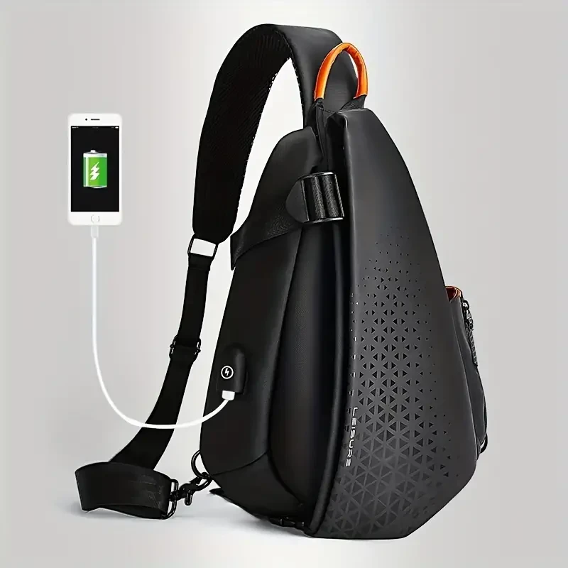 Bolso bandolera unisex de nailon negro