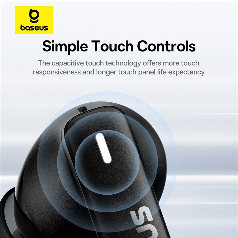 Auriculares inalámbricos Baseus Bowie E19 con Bluetooth 5.3, graves potentes, controladores de 12 mm, resistencia al agua IPX5 y 33 horas de duración de la batería.
