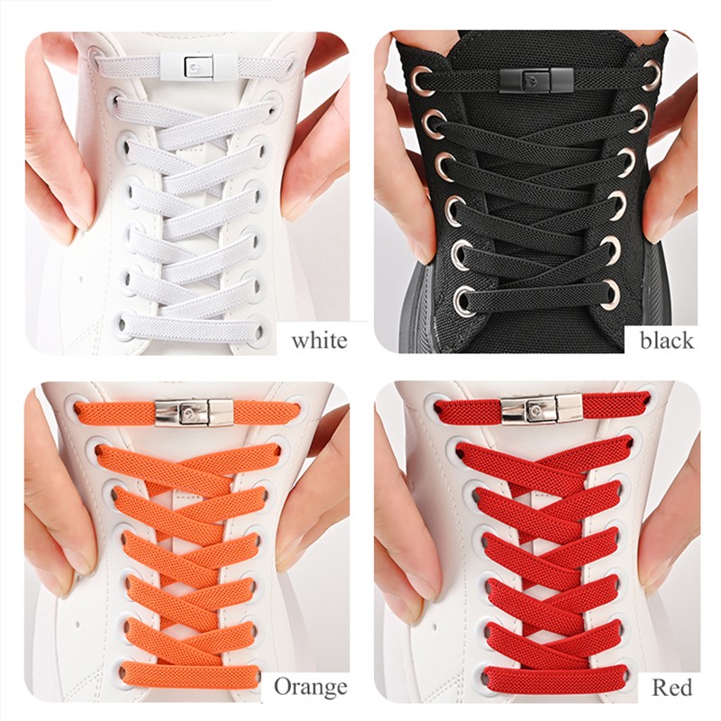 Cordones elásticos sin atar de 8 mm con cierre a presión y planos y anchos