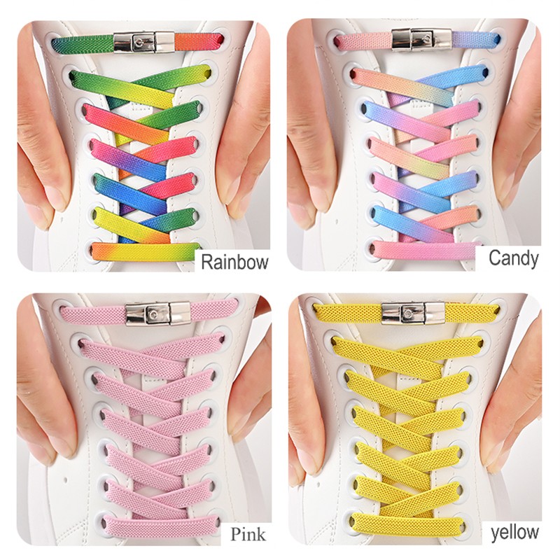 Cordones elásticos sin atar de 8 mm con cierre a presión y planos y anchos