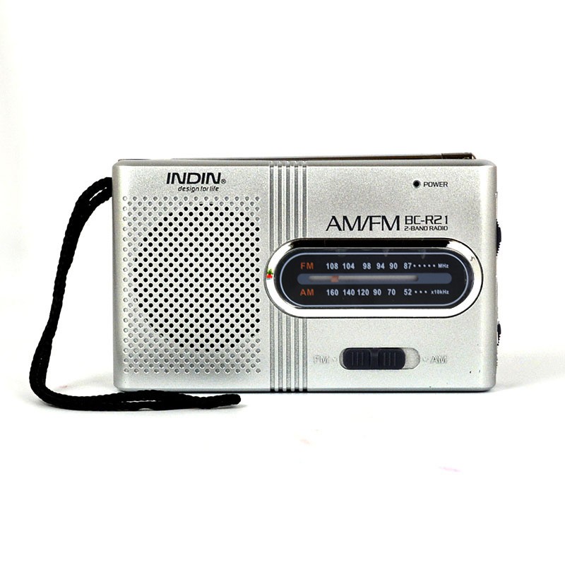 Receptor de radio AM/FM portátil BC-R21 con altavoz integrado y conector para auriculares de 3,5 mm