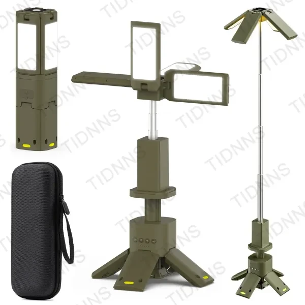 Lámpara LED telescópica giratoria magnética superbrillante de 14000 mAh, recargable, para exteriores, senderismo, pesca, tienda de campaña, camping, RV